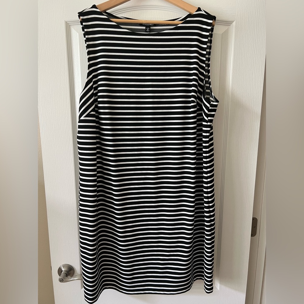 NWOT - Roz&Ali Black and White Striped dress. 3xl